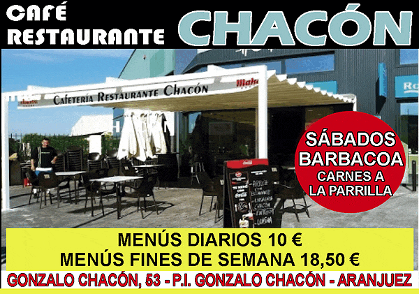 restaurante chacón aranjuez
restaurante pepe aranjuez
churrería delicias aranjuez
