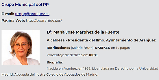 Sueldo alcaldesa Aranjuez